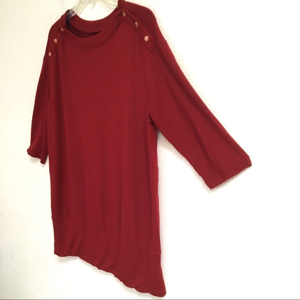 Isabel Maternity cranberry snap neck top M - Picture 2 of 7